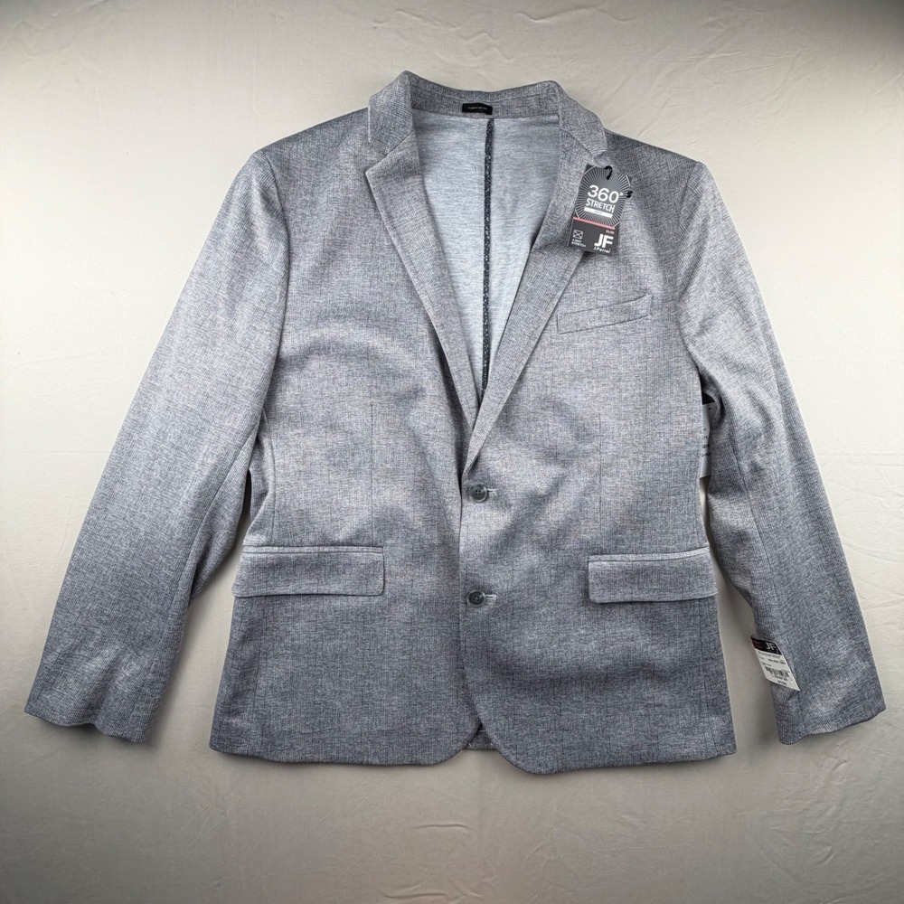 NEW J.Ferrar Slim Fit Jacket Blazer Mens 42/44 SH Grey Plaid 360 Stretch 0308
